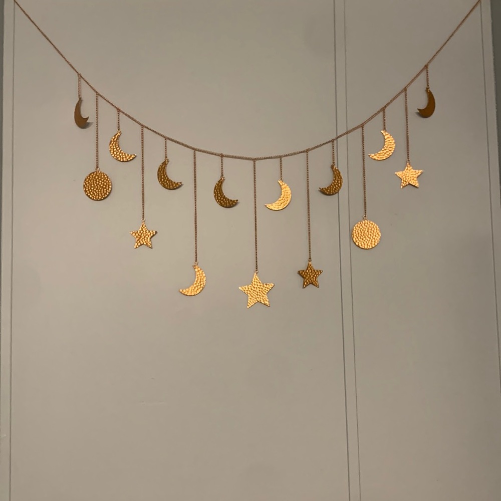 Moon and star metal wall hanging